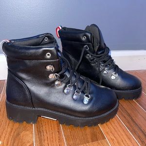Black combat boots